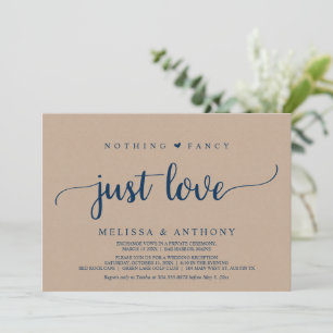 Invitation Elopement mariage, Rien de fantaisie Juste Amour, 