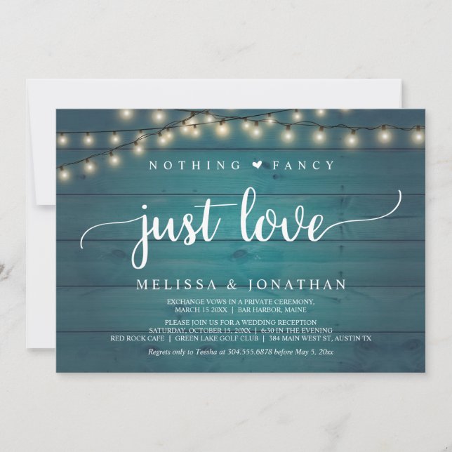 Invitation Elopement mariage, Rien De fantaisie Juste Amour (Devant)