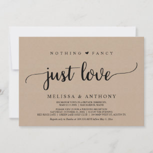 Invitation Elopement mariage, Rien de fantaisie Juste Amour, 