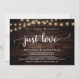 Invitation Elopement mariage, Rien De fantaisie Juste Amour