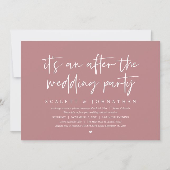 Invitation Elopement moderne, après la fête de mariage (Devant)