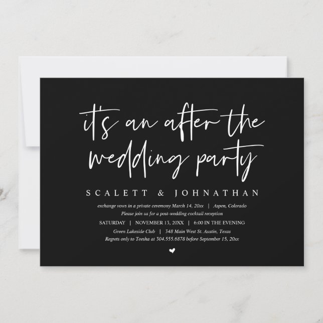 Invitation Elopement moderne, après la fête de mariage (Devant)