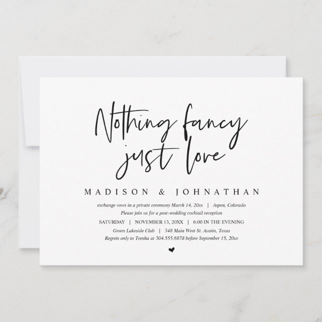 Invitation Elopement Moderne, Rien De Chic, Juste Amour (Devant)