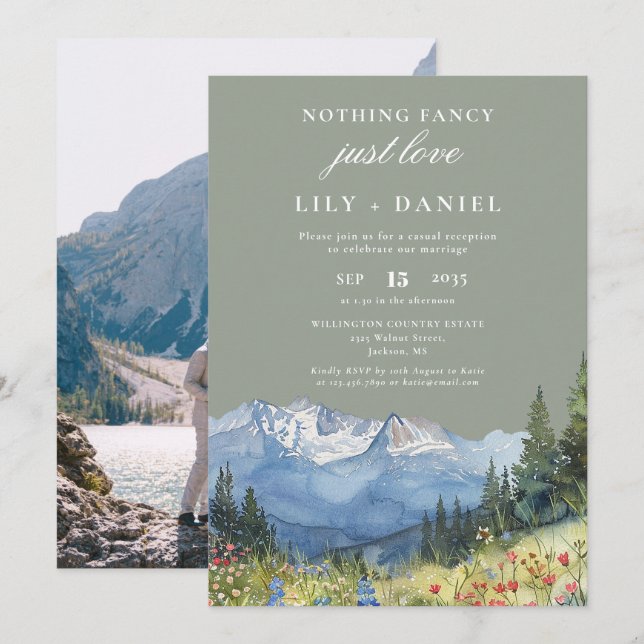 Invitation Elopement Mountain Sage Wedding Reception Photo (Devant / Derrière)