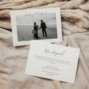 Invitation Elopement photo minimaliste et réception de mariag