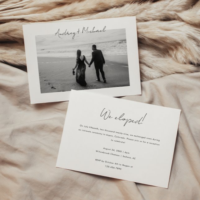 Invitation Elopement photo minimaliste et réception de mariag (Créateur téléchargé)