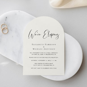 Invitation Elopement QR Code Cream Arch Réception de mariage