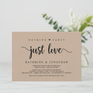 Invitation Elopement, Rien De Fancy Juste Amour, Kraft Modern