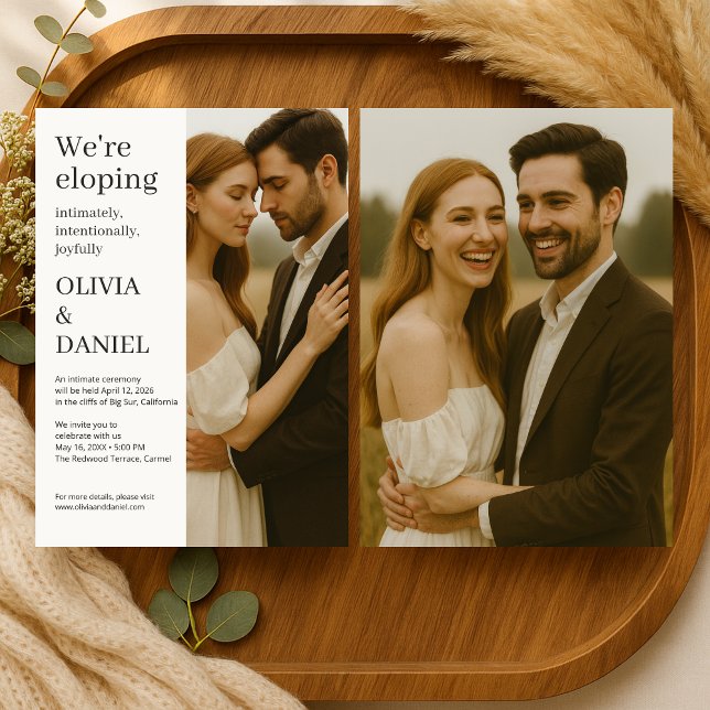 Invitation Elopement Wedding Modern Elegant Minimalist Photo  (Créateur téléchargé)