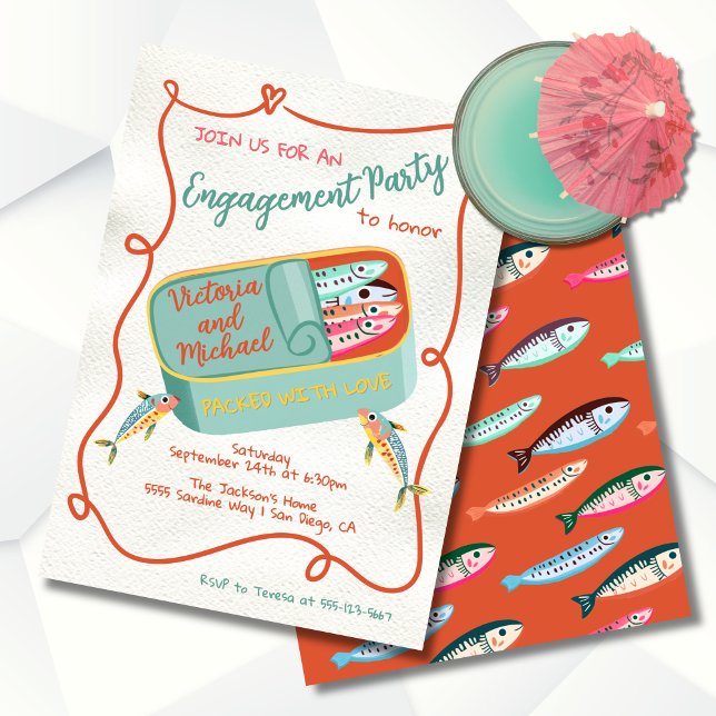 Invitation Emballé avec Amour Funky Sardine Party (Créateur téléchargé)