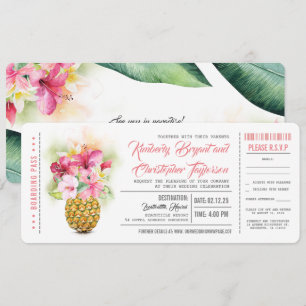 Invitation Embarquement Pass Ananas Floral Billets Mariages