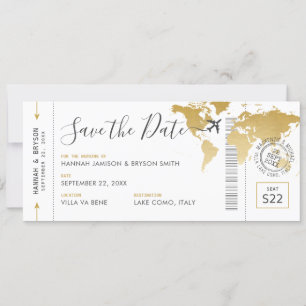 Invitation Embarquement Pass Enregistrer la date Gold World M