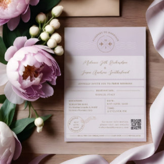 Invitation Embarquement Passeport Billet Destination Mariage