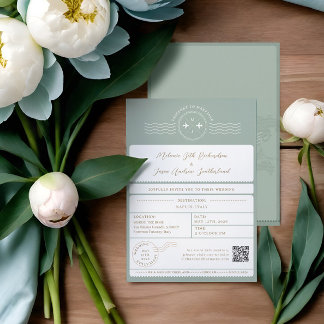 Invitation Embarquement Passeport Billet Destination Mariage