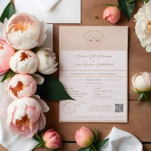 Invitation Embarquement Passeport Billet Destination Mariage
