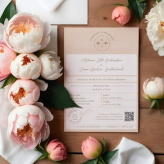 Invitation Embarquement Passeport Billet Destination Mariage