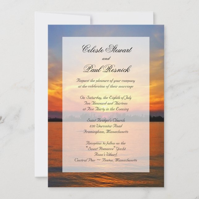 Invitation Embellie de Faux Vellum Sunset (Devant)