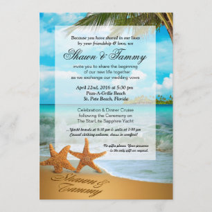 Invitation Embellie du couple d'étoiles de mer Faux Vellum