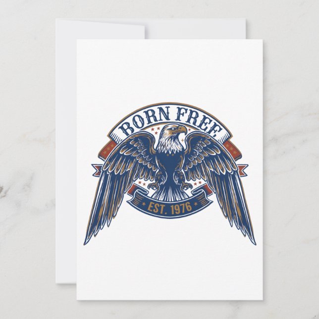Invitation Emblème d'aigle avec bannière Né libre, Aigle maje (Devant)