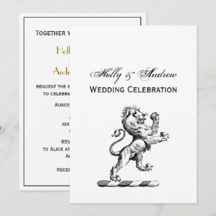 Invitation Emblème de crête de lion héraldique debout