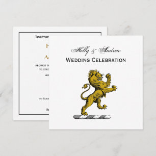 Invitation Emblème de crête de lion héraldique debout C