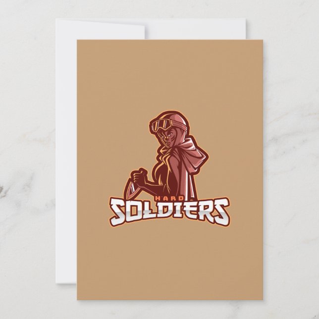 Invitation Emblème de jeu militaire | Logo de guerrier héroïq (Devant)