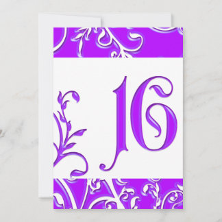 Invitation Embossed Look Purple Sweet 16 Anniversaire Invitat