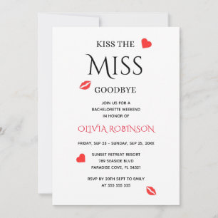 Invitation Embrasse le week-end de Miss Goodbye Bachelorette