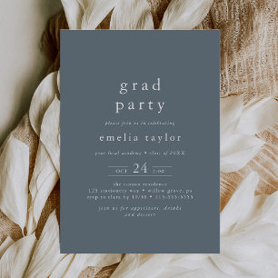 Invitation EMELIA Rustic Minimal Blue Navy Graduation Party