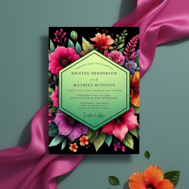 Invitation Emerald Bloom Moody Wedding (Créateur téléchargé)