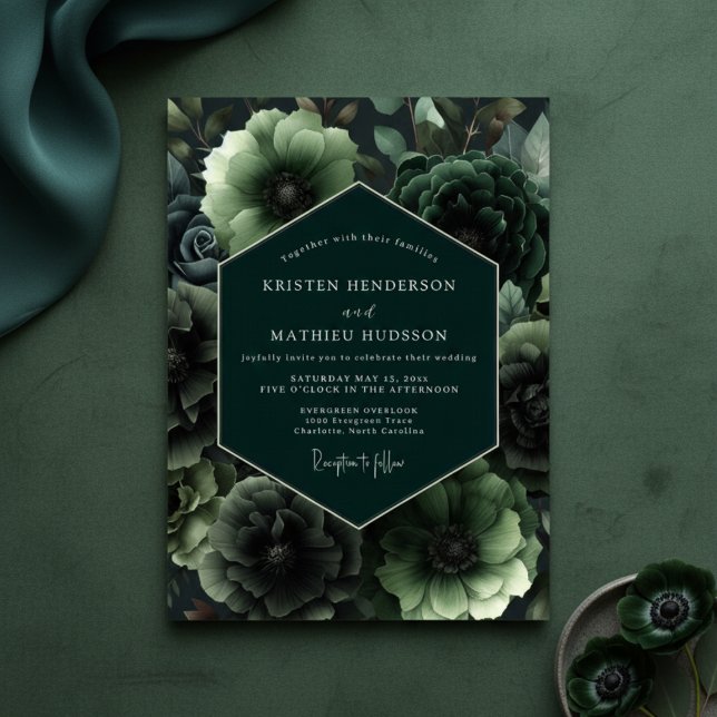 Invitation Emerald Bloom Opulent Wedding (Créateur téléchargé)