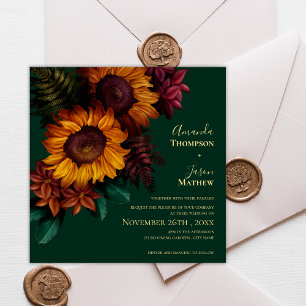 Invitation Emerald & Burange Tournesol Mariage Floral