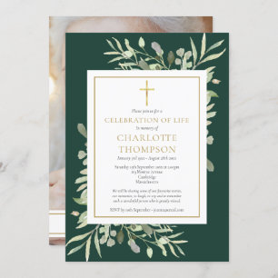 Invitation Emerald Celebration of Life Funeral Photo
