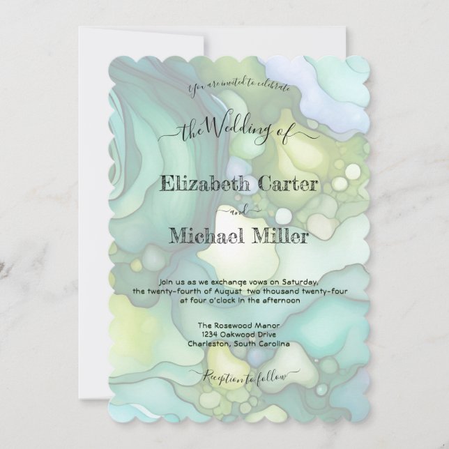 Invitation Emerald Dream : Le minimalisme d'élégance Mariage  (Devant)