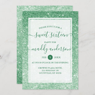 Invitation Emerald Faux Parties scintillant Élégante douce 16