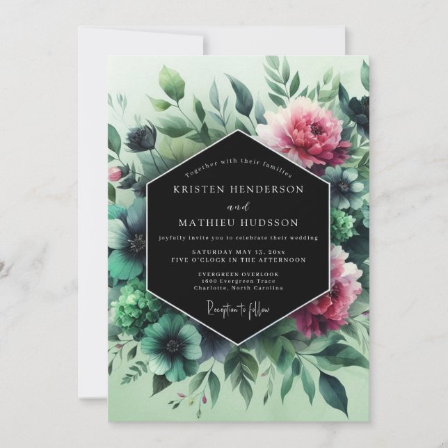 Invitation Emerald Fuchsia Vesper Wedding (Devant)