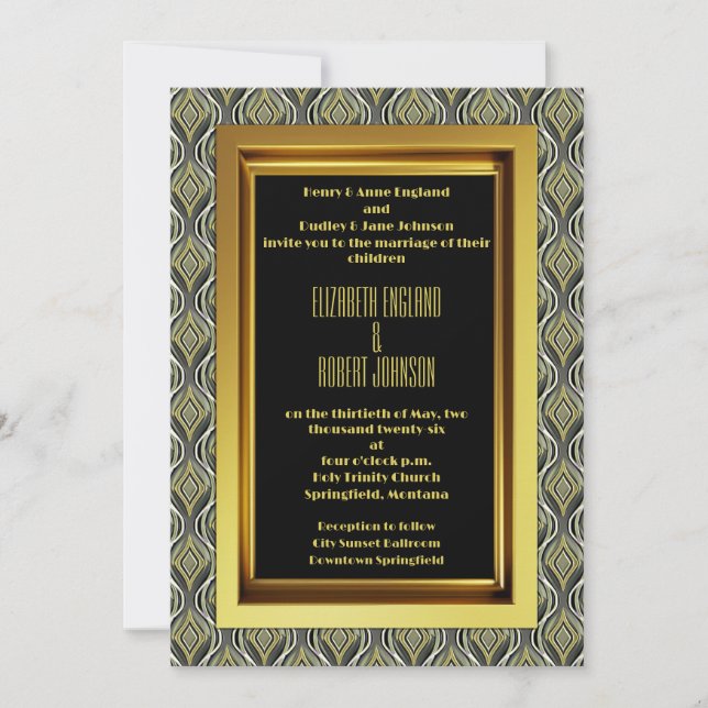 Invitation Emerald & Gold Art Déco Mariage (Devant)