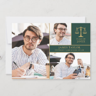 Invitation Emerald Green 3 Photo Law School Graduation Party