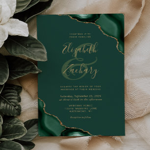 Invitation Emerald Green Agate Corners Mariage
