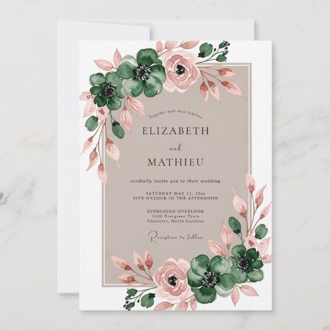 Invitation Emerald Green Alluring Botanical Wedding (Devant)
