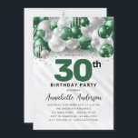 Invitation Emerald Green Balloon Parties scintillant 30e anni<br><div class="desc">Glam moderne Emerald Green Balloon Parties scintillant étincelante étincelle à tout âge Anniversaire Invitation</div>
