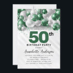 Invitation Emerald Green Balloon Parties scintillant 50e anni<br><div class="desc">Glam moderne Emerald Green Balloon Parties scintillant étincelante étincelle à tout âge Anniversaire Invitation</div>