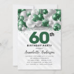 Invitation Emerald Green Balloon Parties scintillant 60e anni<br><div class="desc">Glam moderne Emerald Green Balloon Parties scintillant étincelante étincelle à tout âge Anniversaire Invitation</div>