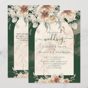 Invitation Emerald Green BOHO Terracotta Floral Mariage