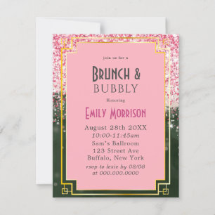 Invitation Emerald Green Canyon Rose Art Déco Brunch & Bubbly