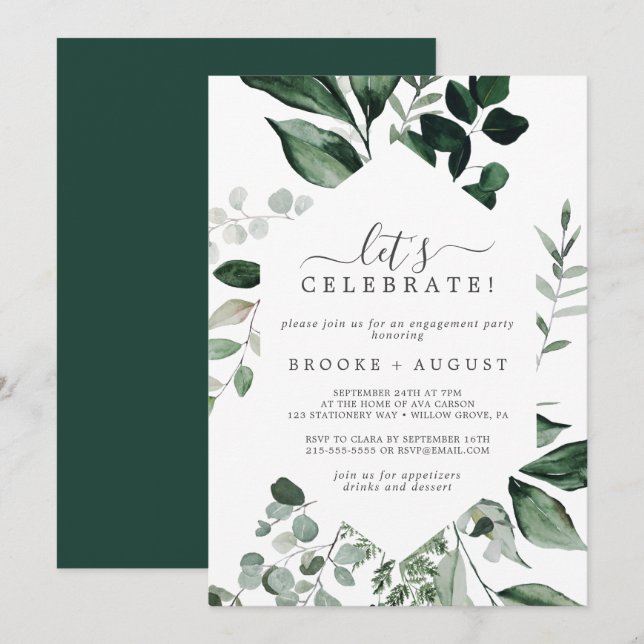 Invitation Emerald Green Célébrons (Devant / Derrière)