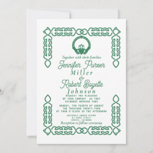 Invitation Emerald Green Celtic Knot Claddagh