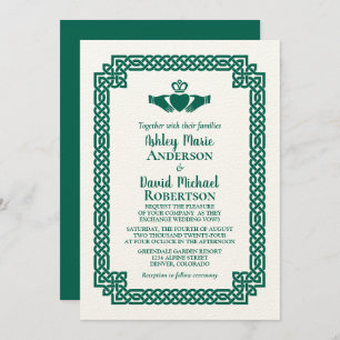 Invitation Emerald Green Celtic Knot Claddagh Mariage