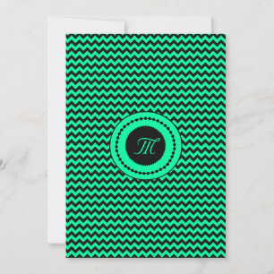 Invitation Emerald Green Chevron Mariage monogramme