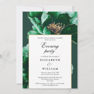 Invitation Emerald Green Elegant Floral Soirée Mariage
